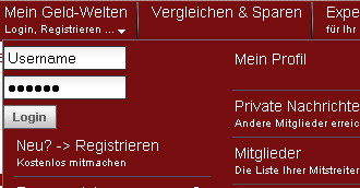 Bequemes Anmelden über das Menü